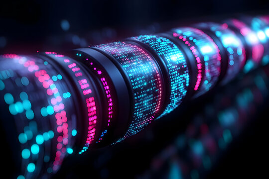 Abstract Glowing Tubes With Data Stream - Powered by Adobe