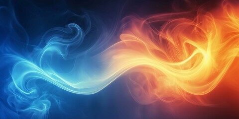 Obraz premium Swirling neon fog creates a dynamic abstract background with gradient tones, seamlessly blending into a sleek futuristic layout ideal for various design projects