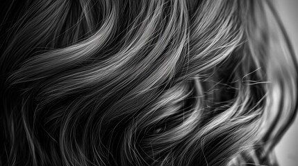 Naklejka premium A detailed close-up of wavy hair showcasing its texture and shine.