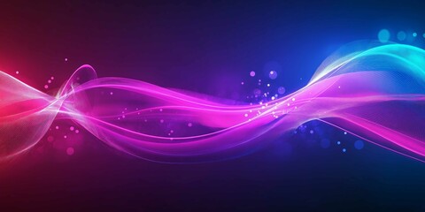 Vibrant neon wave patterns illuminated by bright pink and blue tones create a sleek futuristic design perfect for modern backgrounds and digital art
