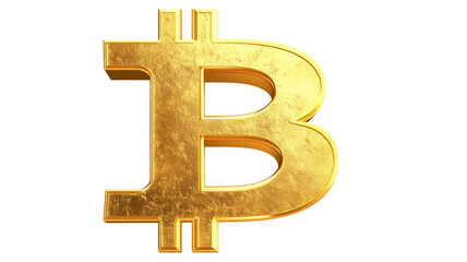 Obraz premium Golden bitcoin symbol representing cryptocurrency on transparent background