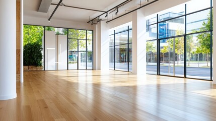 Obraz premium Empty storefront with bright interior. 