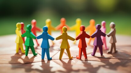 A Spectrum of Unity, Colorful Figures Holding Hands in a Harmonious Circle