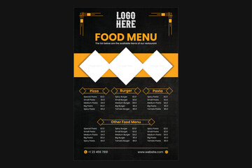 Modern Black & Yellow Restaurant Menu Template &ndash; Stylish Food Menu Design.