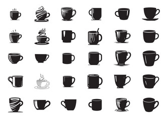 Black Solid Mug Silhouette Icon – High-Quality Vector Design