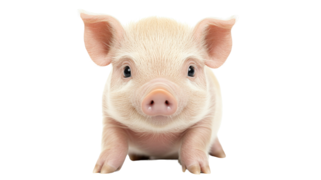 Adorable piglet posing on transparent background
