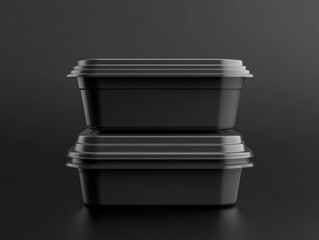 mock up 3D of plastic food box package on black background