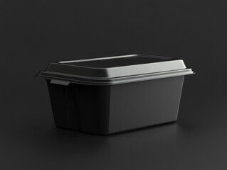 mock up 3D of plastic food box package on black background