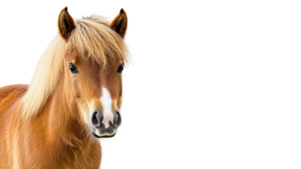 Portrait of icelandic horse posing on transparent background