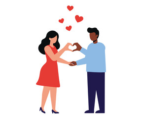 Flat Finger Heart Gesture Vector Illustration