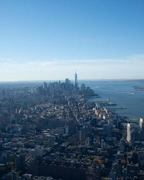 Skyline of NYC with One World Trade Center and Financial District in the background