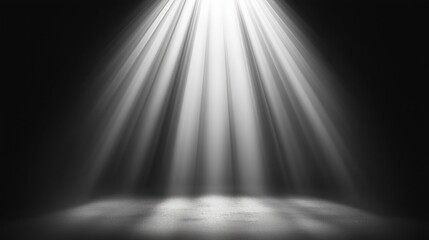 Bright light beams shining through darkness, creating a dramatic atmosphere.