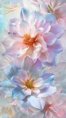 Obraz premium Gently pink flowers of anemones outdoors in summer spring close-up on turquoise background with soft selective focus. Delicate dreamy image of beauty of nature.