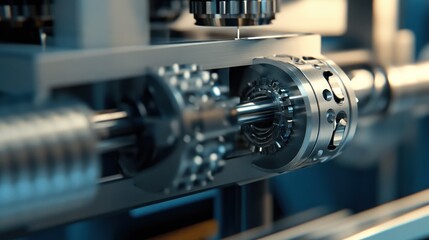 Fototapeta premium Close-up Industrial Machine Parts in Motion
