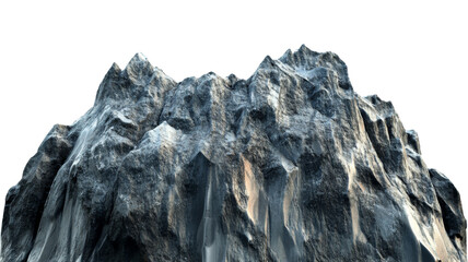 Majestic rocky mountain peak with transparent background for compositing