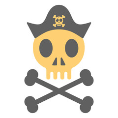 pirate skull hat skeleton illustration.