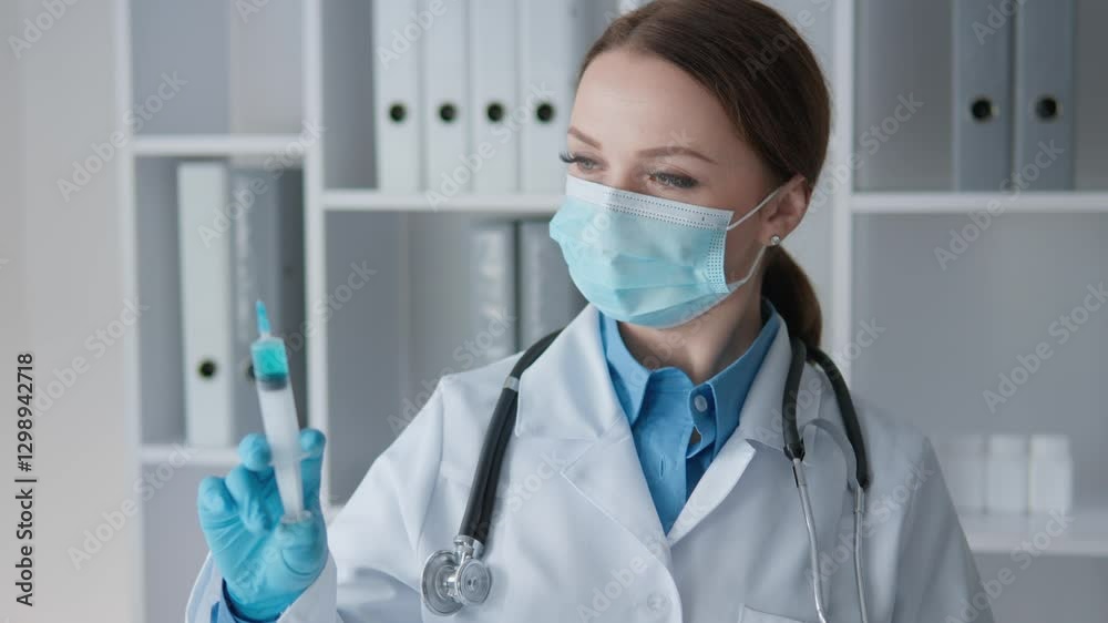 Aufkleber a dedicated healthcare professional wearing a face mask while meticulously reviewing patient informa