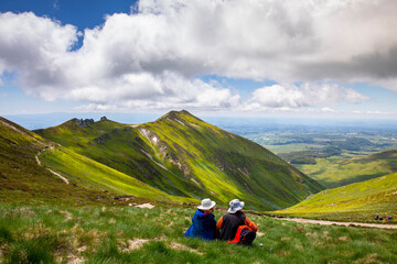 Paysage de montagne dans le Cantal en France, le Mont Dore.