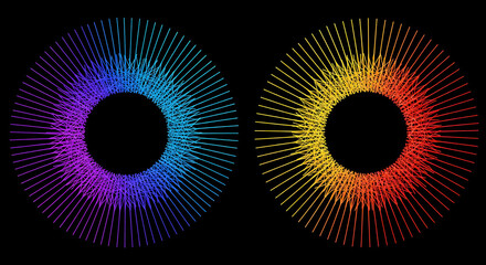Abstract Colorful Radial Circles Design with Rainbow Gradient