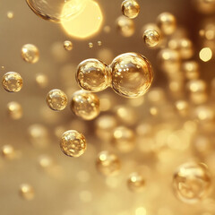 Fototapeta premium Golden Bokeh Lights on Neutral Background Abstract Photography Holiday Backdrop