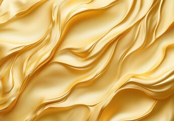 Obraz premium Elegant flowing golden satin fabric texture creating luxurious waves and soft reflections for artistic and fashion design purposes