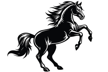 Obraz premium Silhouette of a rearing horse