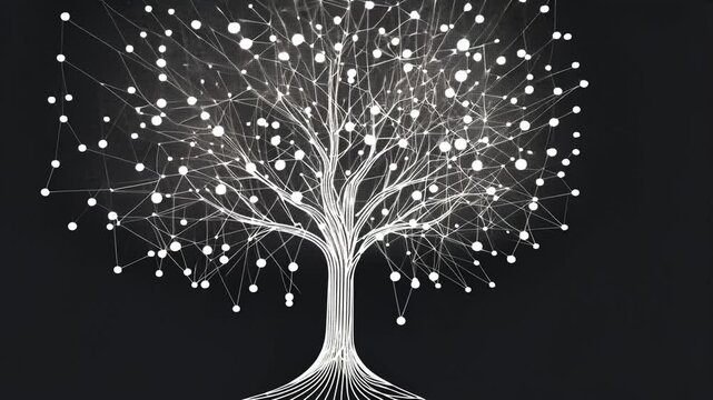 Abstract network tree, data visualization concept, future technology