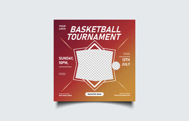 Basketball Tournament Flyer Template with Editable Text and Date