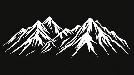 A striking silhouette of a mountain range against a black background.