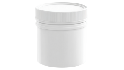 White plastic jar with lid on transparent background, packaging mockup