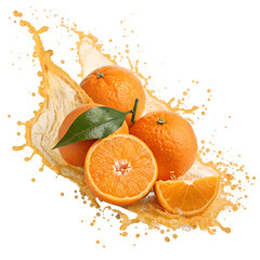 oranges with juice splash png