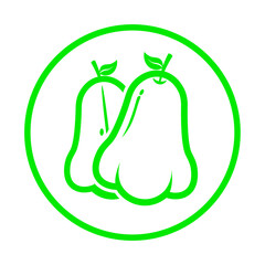 green rose apple design line circle icon