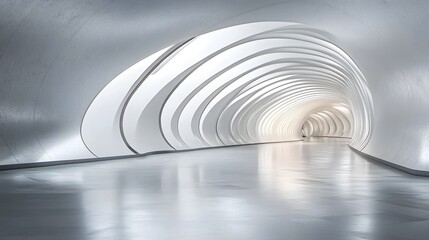Obraz premium Futuristic White Architectural Structure with Curved Minimalist Design and Subtle Lighting