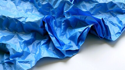 Obraz premium Wavy textured blue paper against white background
