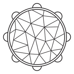 Fototapeta premium Geometric Harmony: The circular form of the tambourine hosts a captivating array of intricate geometric shapes, creating a mesmerizing visual experience.