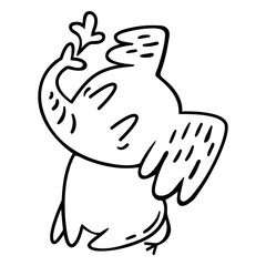 Playful Elephant's Whimsical Gesture:A charming monochrome illustration of a cheerful elephant, its trunk raised playfully with a delicate leaf, evoking a sense of innocence, imagination.