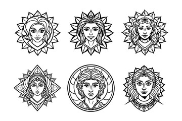 Outline black mandala 