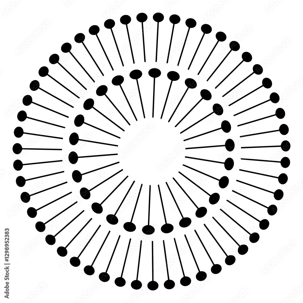 Poster concentric circle pattern: abstract design featuring a pattern of concentric circles composed of bla