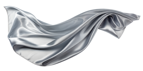 silver grey silk satin cloth floating or flying with png background