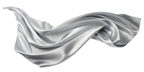 silver grey silk satin cloth floating or flying with png background