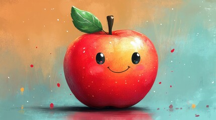 apple with leaf isolated,cartoon