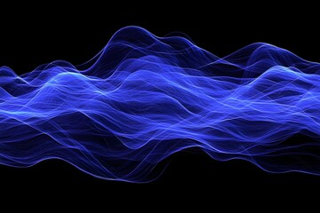 Obraz premium Abstract Blue Wave Energy Flow Dynamic Digital Art Smooth Lines Dark Background