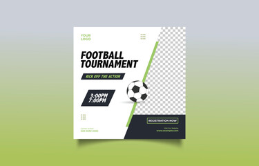 Football Tournament Flyer with Registration Details and Contact Information
