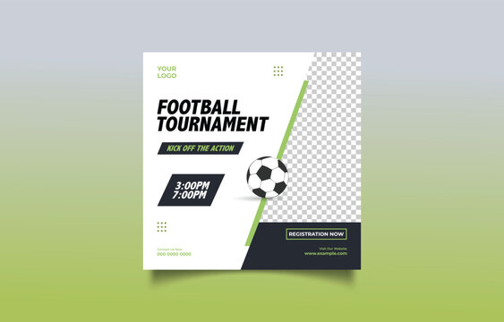 Football Tournament Flyer with Registration Details and Contact Information - Powered by Adobe