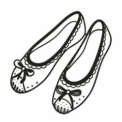 Elegant Hand Drawn Ballet Flats with Bows and Decorative Patterns