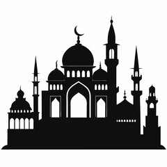 Silhouette of a Majestic Mosque Complex