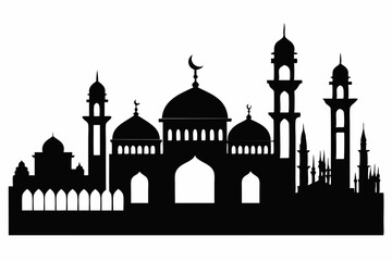 Silhouette of a Majestic Mosque Complex