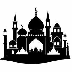 Silhouette of a Majestic Mosque Complex