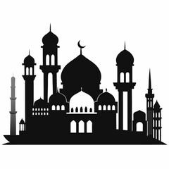 Silhouette of a Majestic Mosque Complex
