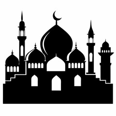 Silhouette of a Majestic Mosque Complex